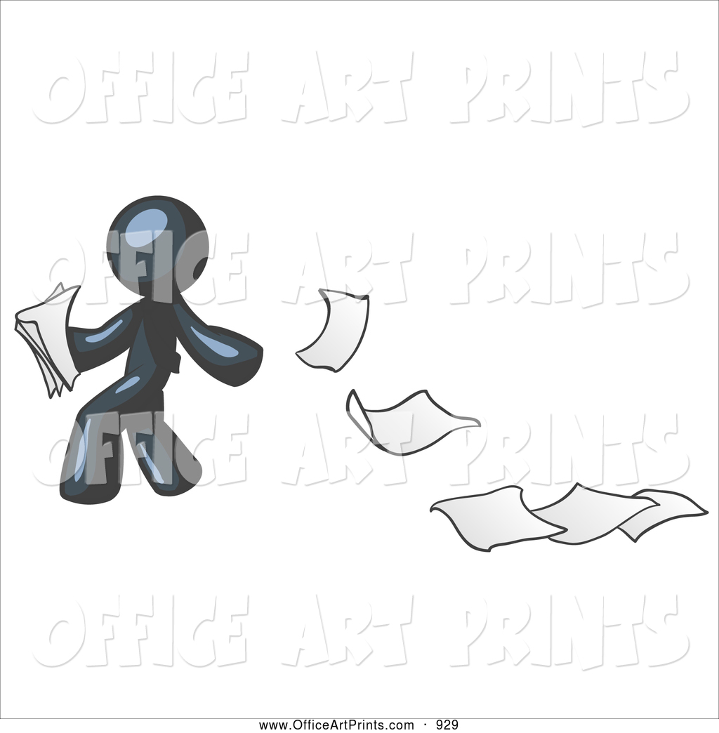 Navy Blue Man Dropping White Sheets Of Paper On A Ground And Leaving A