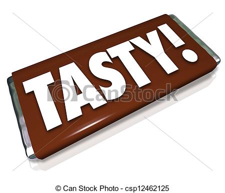 The Word Tasty On A Chocolate Candy Bar Wrapper To Symbolize Food That    