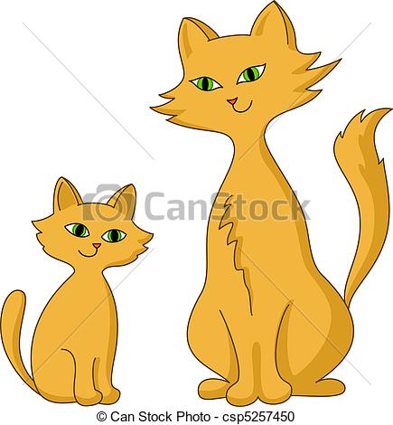 Vector Clipart Of Cat With A Kitten   Cat Mum And A Kitten The Child