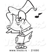Vector Of A Cartoon Chorus Girl Singing   Outlined Coloring Page By