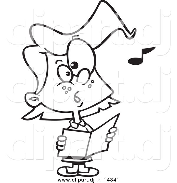 Vector Of Cartoon Chorus Girl Singing   Coloring Page Outline By Ron