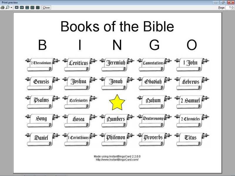 View Document   Books Of The Bible Bingo Cards  Clip Art Edition
