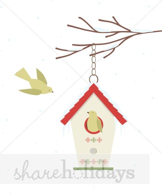 Winter Bird House Clipart   Christmas Clipart