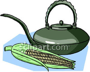 An Ear Of Corn And A Kettle   Royalty Free Clipart Picture