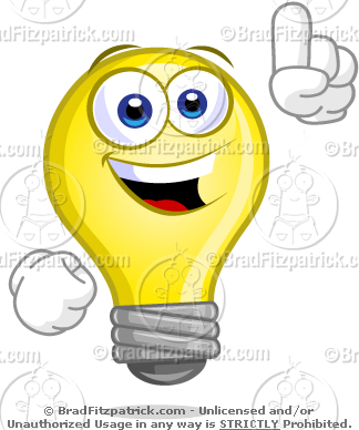 Cartoon Lightbulb With An Idea Clip Art Stock Illustration