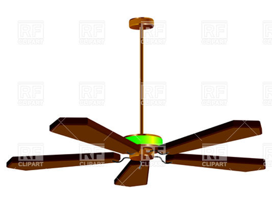 Ceiling Wooden Fan With Lamp Download Royalty Free Vector Clipart