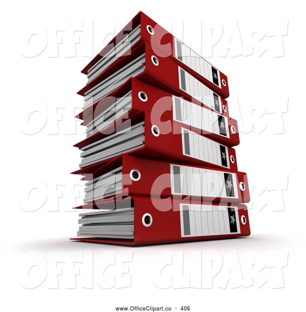 Clip Art Of A Stack Of Red School 3d Ring Binders With Blank Labels By    