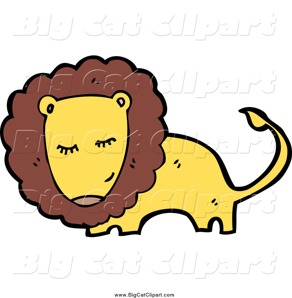 Clipart Of A Bashful Yellow And Brown Male Lion By Lineartestpilot