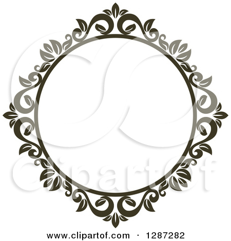 Clipart Of A Black And White Ornate Swirl Frame   Royalty Free Vector