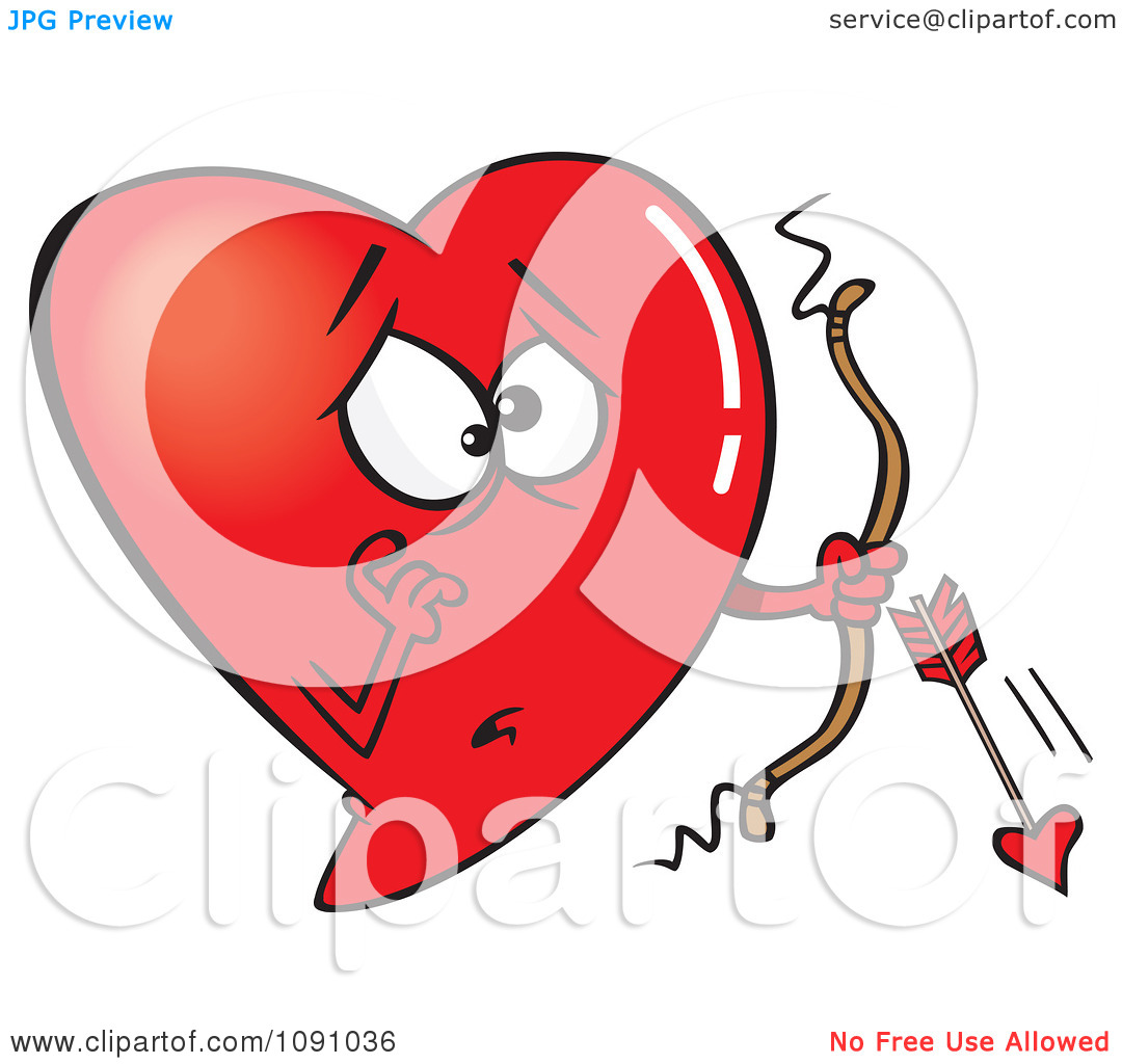 Clipart Red Heart Cupid With A Broken Arrow   Royalty Free Vector