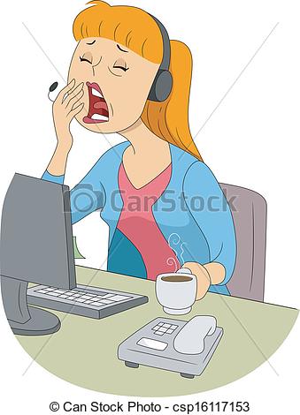 Clipart Vector Of Yawning Girl   Illustration Of A Sleepy Girl Trying
