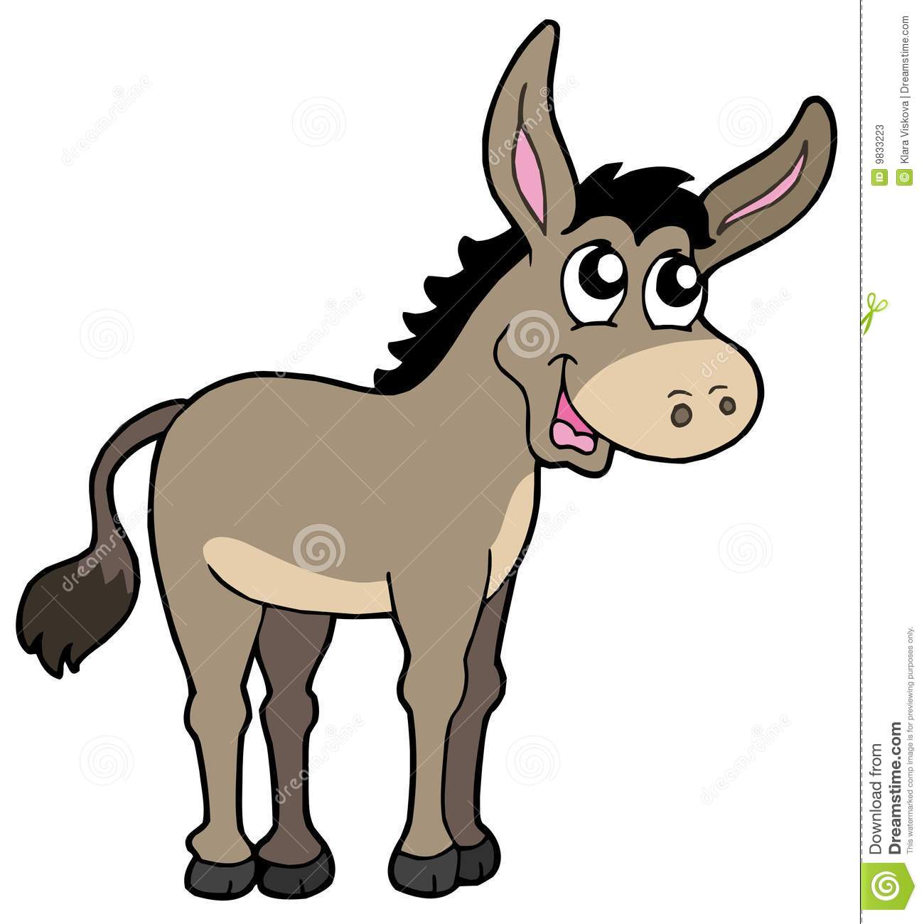 Cute Donkey On White Background   Vector Illustration