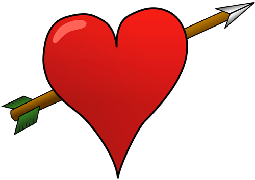 Free Red Heart With Cupid S Arrow Clip Art