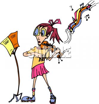 Funny Little Girl At Violin Practice Royalty Free Clipart Image