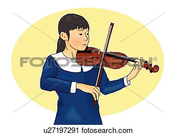 Girl Playing Violin Front View White Background Cut Out View Large    