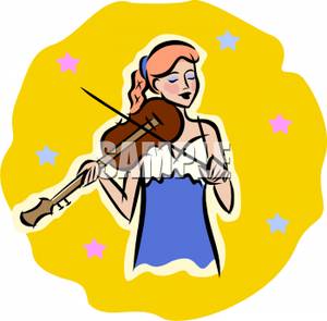 Girl Playing Violin   Royalty Free Clipart Picture