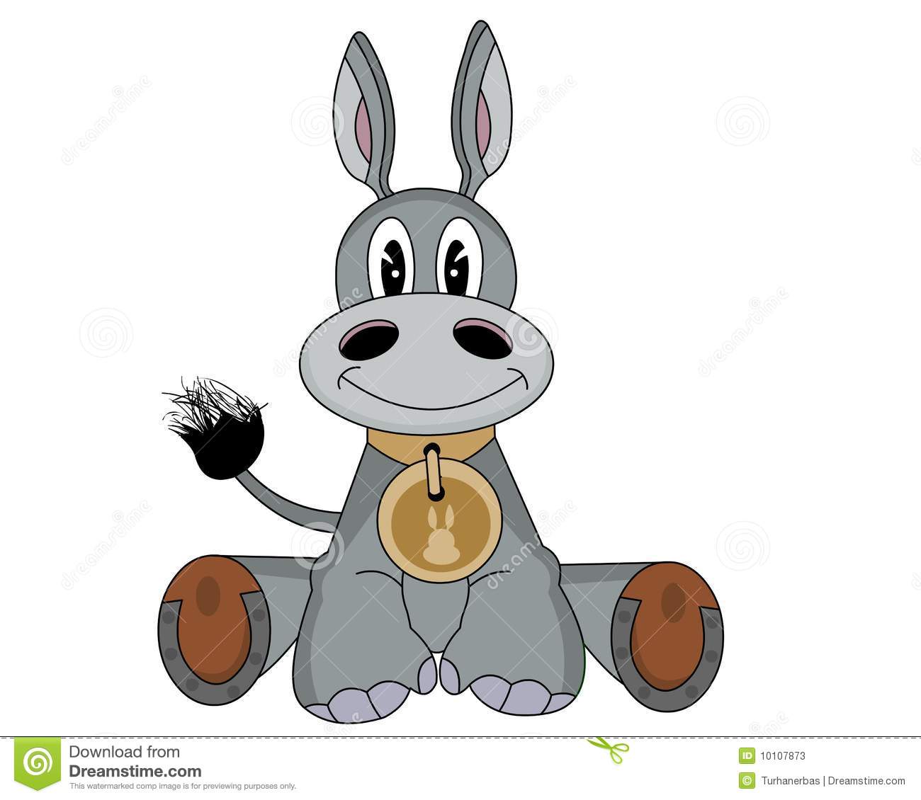 Grey Donkey Illustration Cartoon Clipart