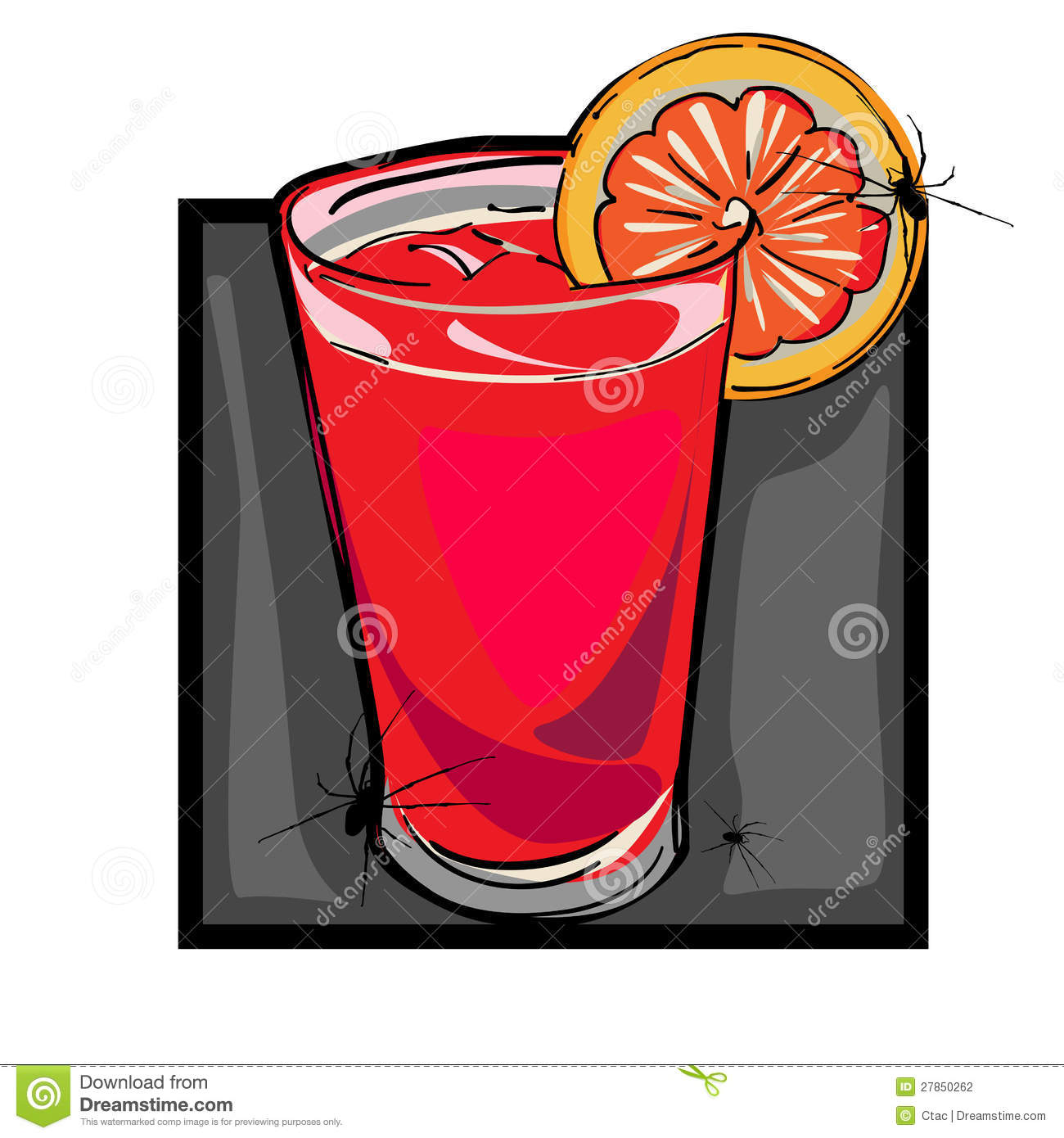 Illustration Of A Bloody Mary Drink With Spiders For Halloween Party