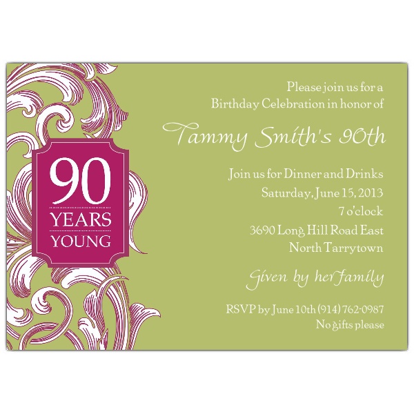 Invitations Birthday Invitations Milestone Invitations 90th Birthday