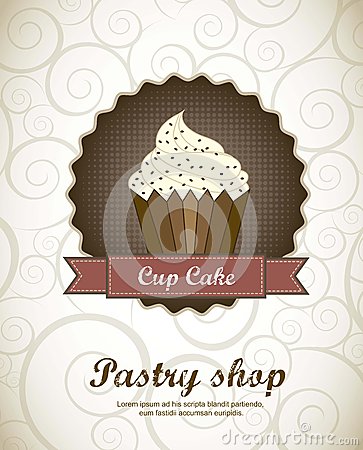 Pastry Shop Menu With Cup Cake   Illustration