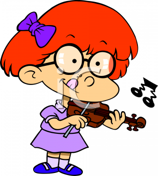     Red Haired Girl Having A Violin Lesson   Royalty Free Clipart Picture