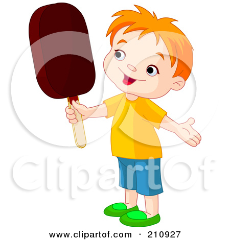 Rf  Clipart Illustration Of A Cute Toddler Girl Holding An Ice Pop