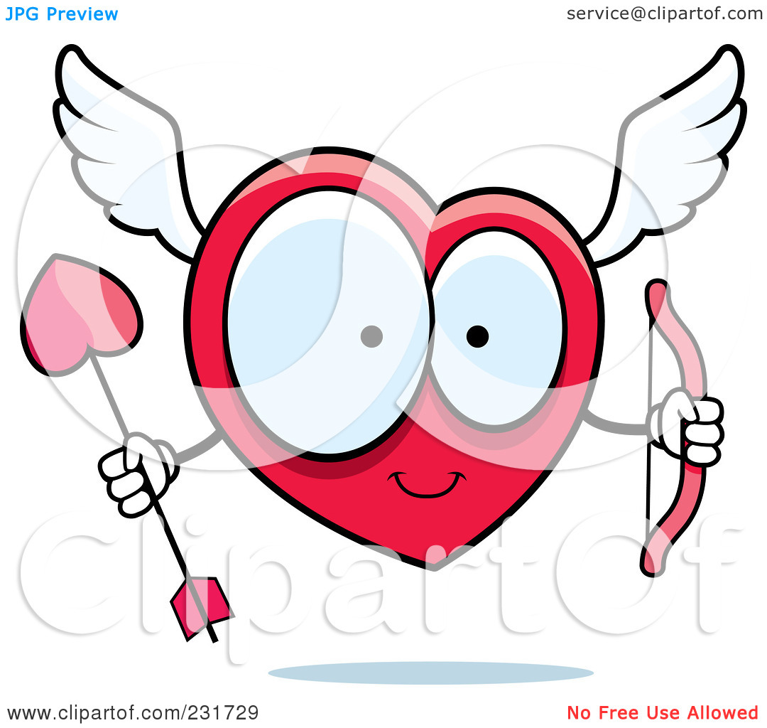 Royalty Free  Rf  Clipart Illustration Of A Large Eyed Heart Cupid