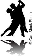 Tango Dancers   Vector Silhouette Of Couple Dancing Tango