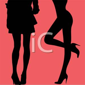 Two Models With Shapely Legs Modeling   Royalty Free Clipart Picture
