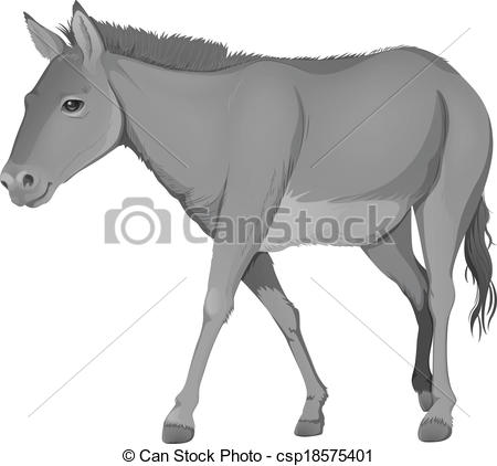 Vector Clipart Of A Grey Donkey   Illustration Of A Grey Donkey On A