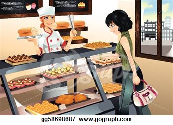 Vector Stock   Buying Cake At Bakery Store  Stock Clip Art Gg58698687
