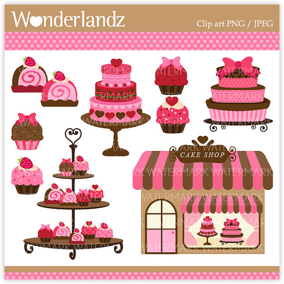Za16 Pink Cake Shop   Digital Clip Art   Cake Pink Polkadot