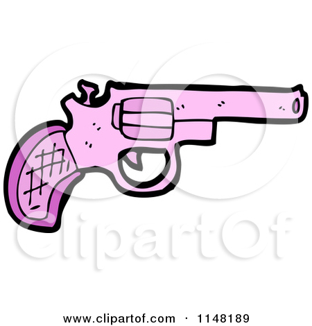Cartoon Of A Pink Pistol   Royalty Free Vector Clipart By