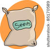 Clip Art Illustration Of A Cartoon Style Wheelbarrow Full Of Seed Bags