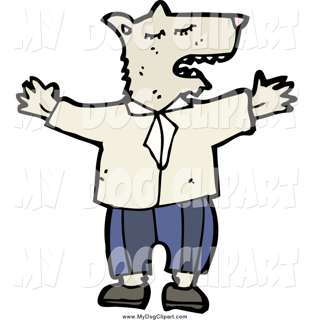       Clip Art Of A Wolf In Clothes With Open Arms By Lineartestpilot