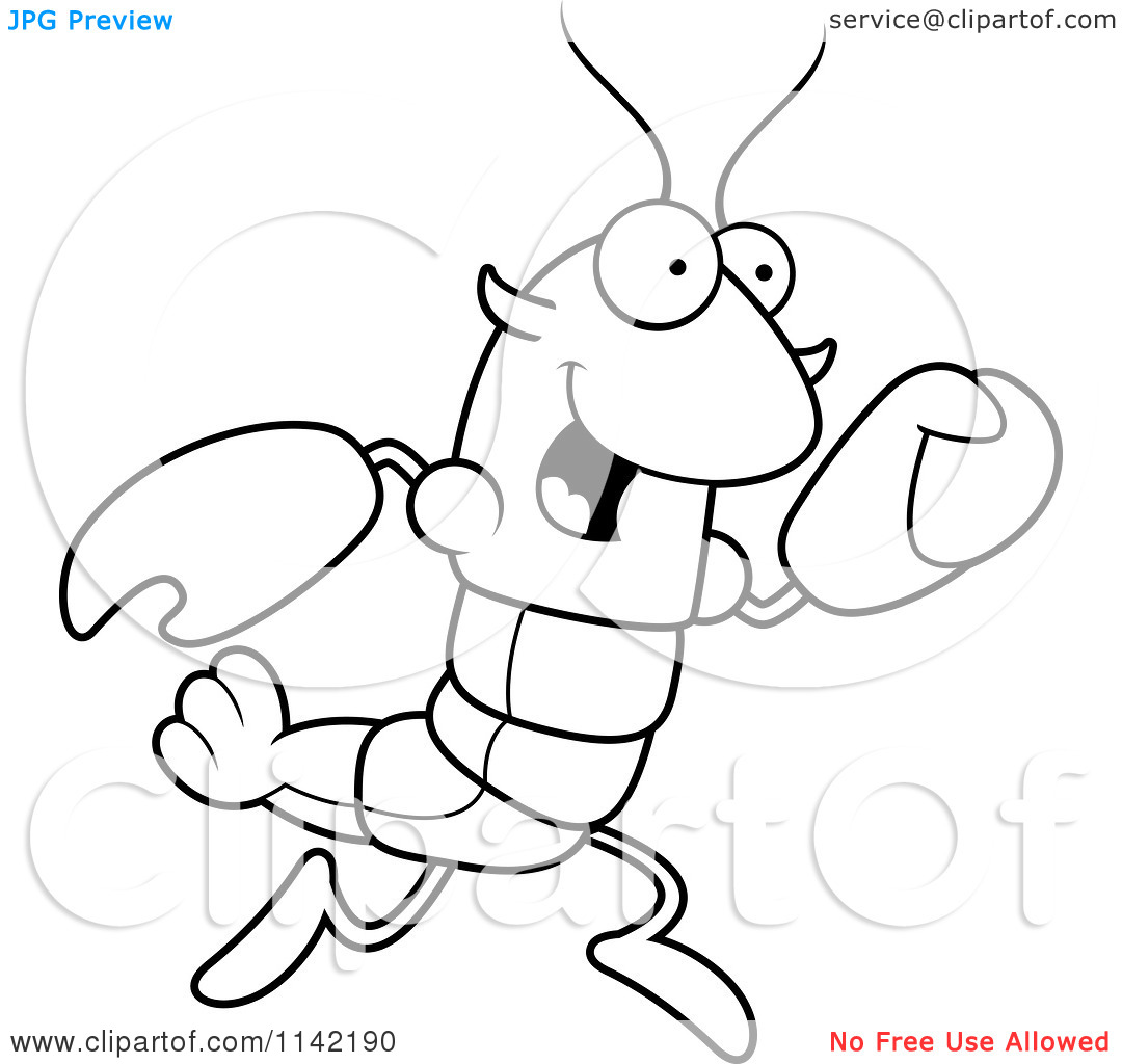 Crawdad Coloring Page  Cartoon Clipart Of A Black And White Running    