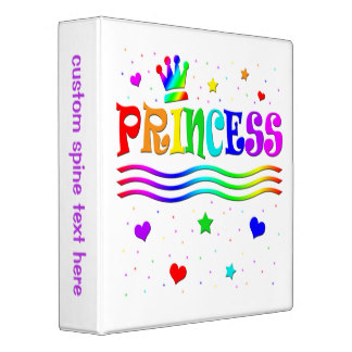Cute Cartoon Clip Art Rainbow Princess Tiara Vinyl Binders