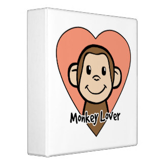Cute Cartoon Clip Art Smile Monkey Love In Heart 3 Ring Binders