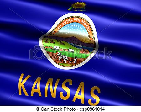 Drawing Of State Flag  Kansas   Computer Generated Illustration Of The