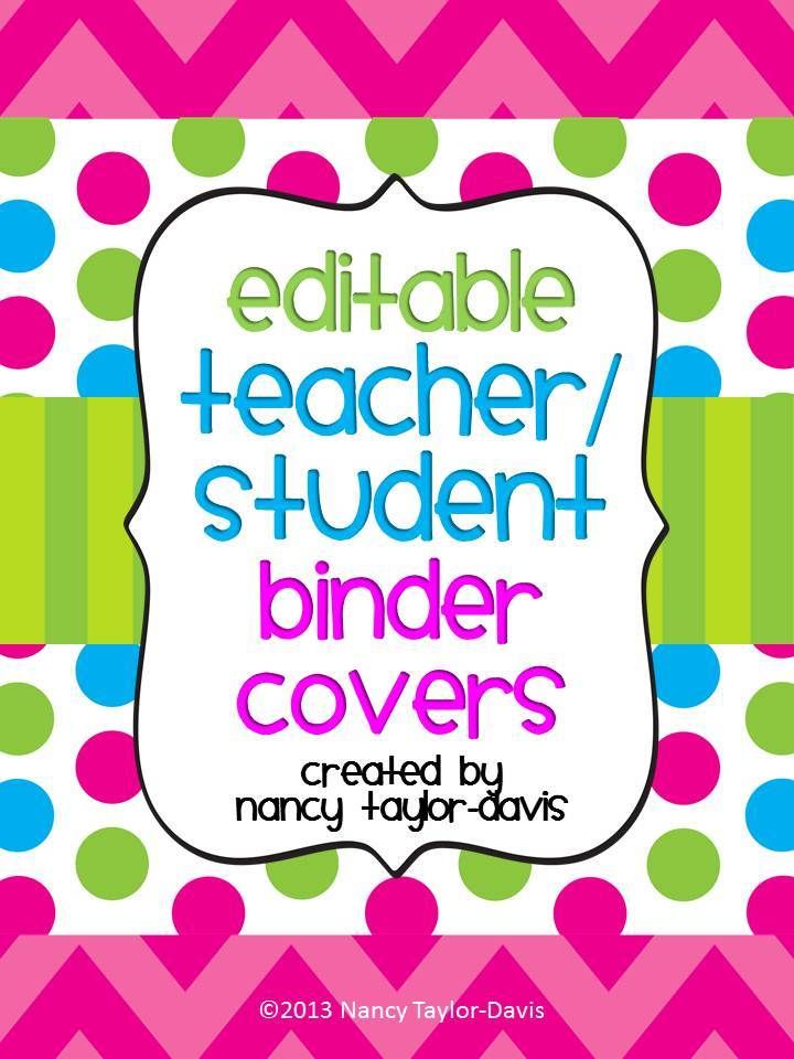 Editable Teacher Or Student Binder Covers  Three Color Schemes  Two