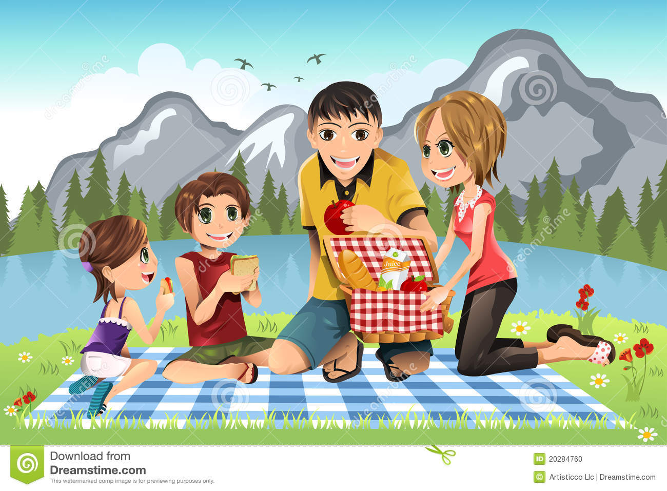 Illustration Of A Family Having A Picnic In A Park