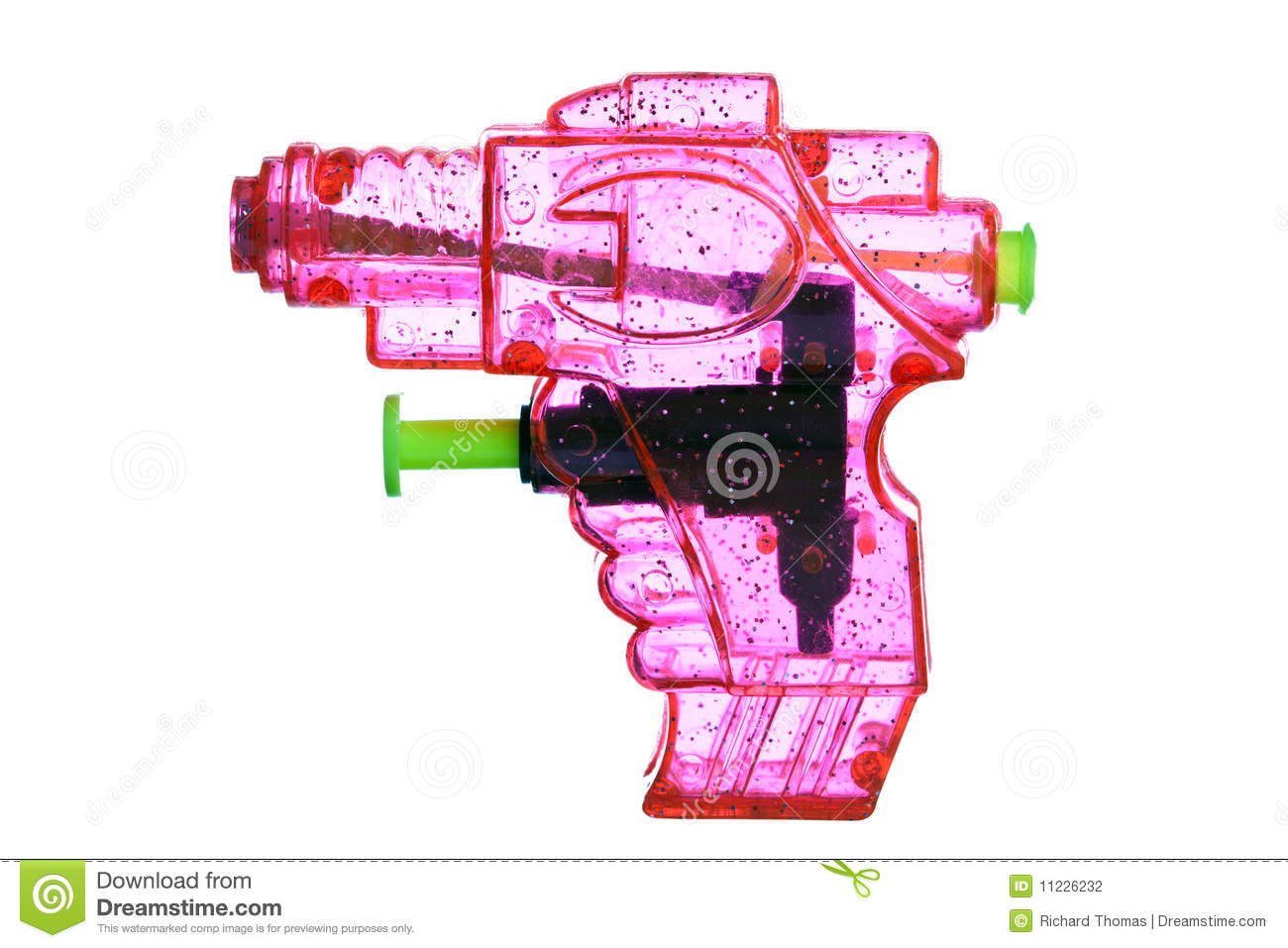 Pink Transparent Plastic Water Pistol Isolated On A White Background