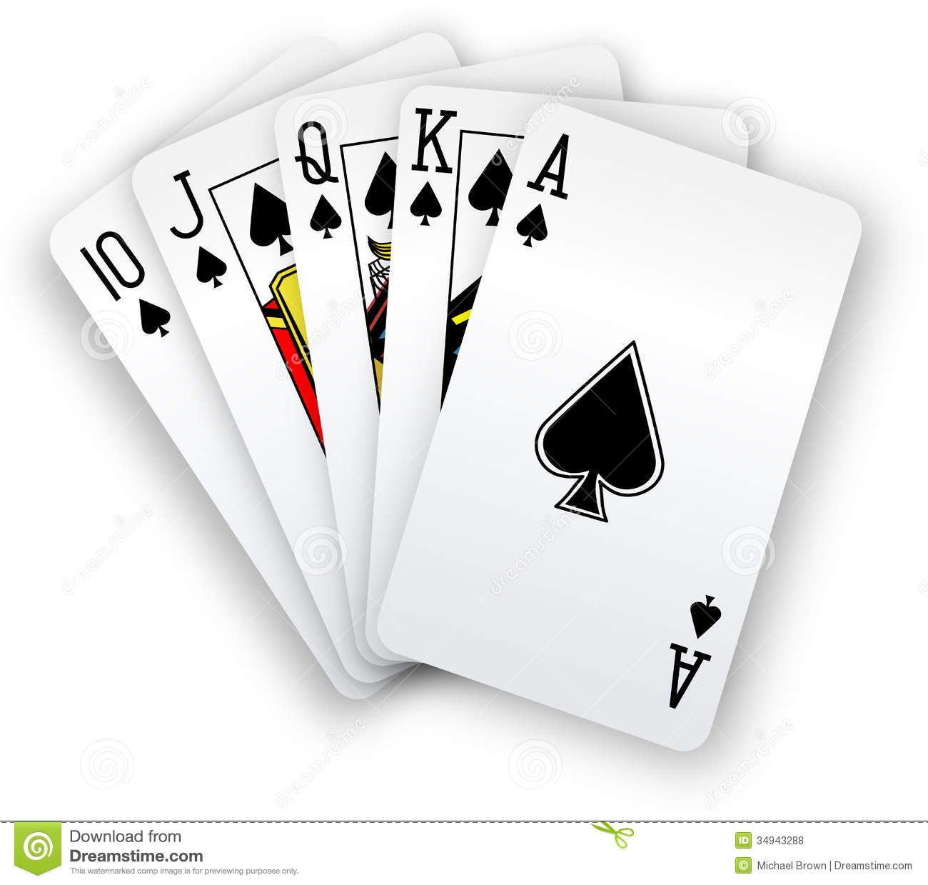 Poker Cards Straight Flush Spades Hand Royalty Free Stock Photos