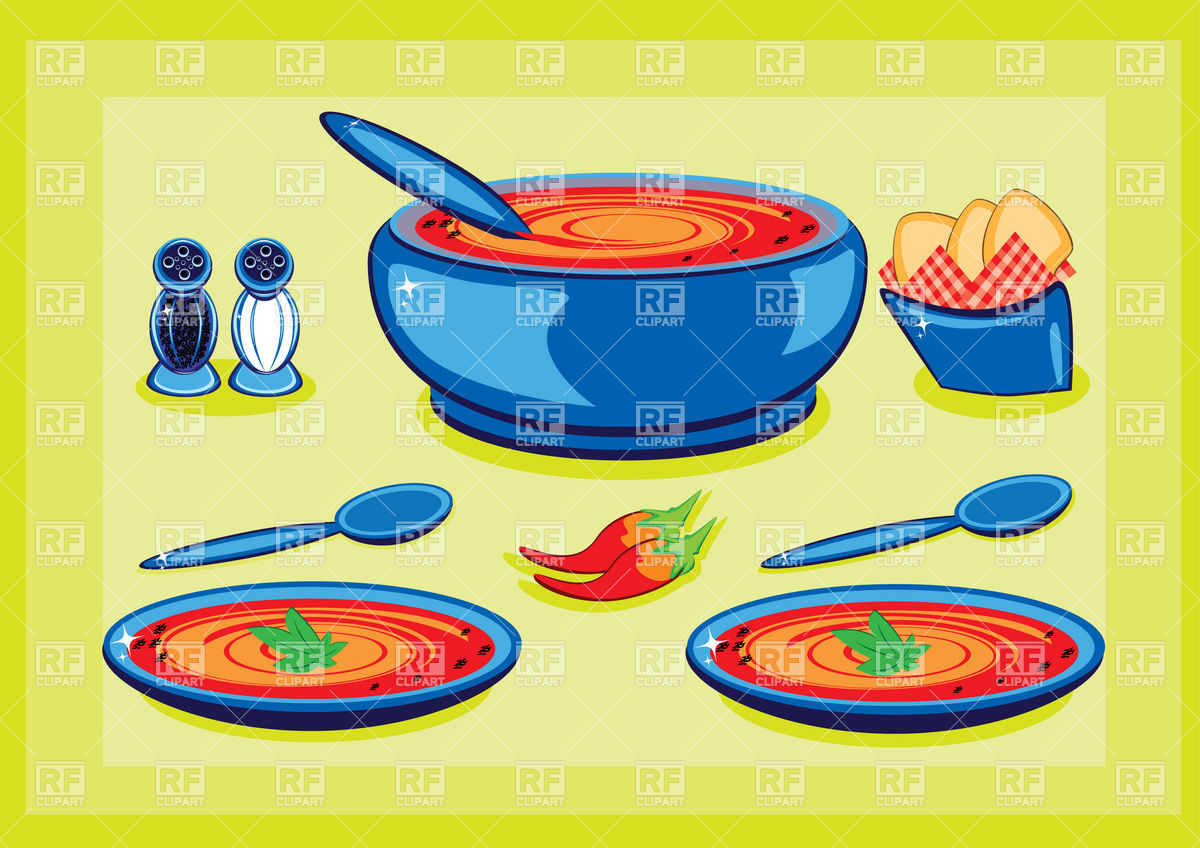     Pot And Plates With Soup Download Royalty Free Vector Clipart  Eps
