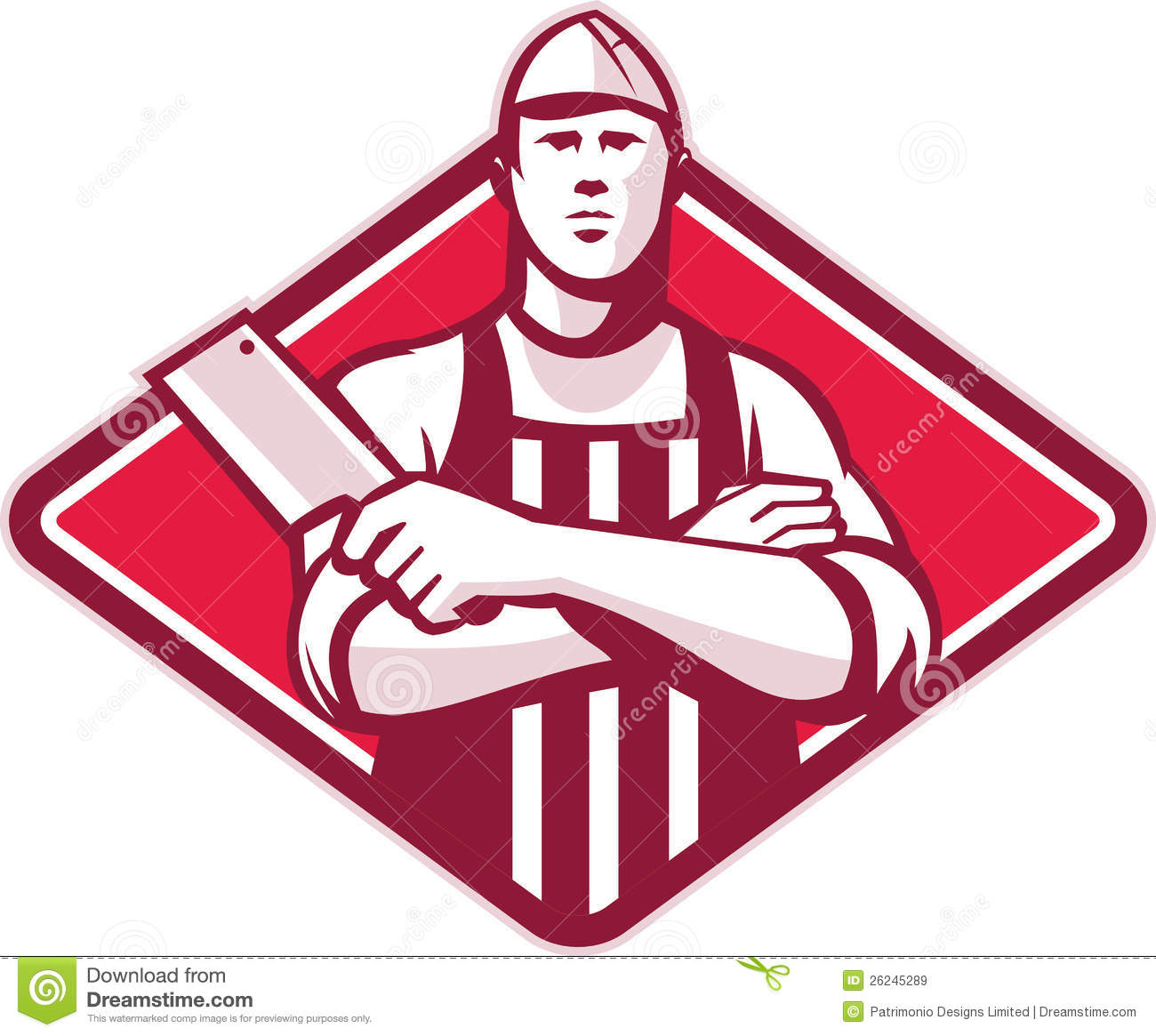 Retro Style Illustration Of A Butcher Cutter Worker With Meat Cleaver
