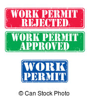 Stamps Work Permit Clipart Vector