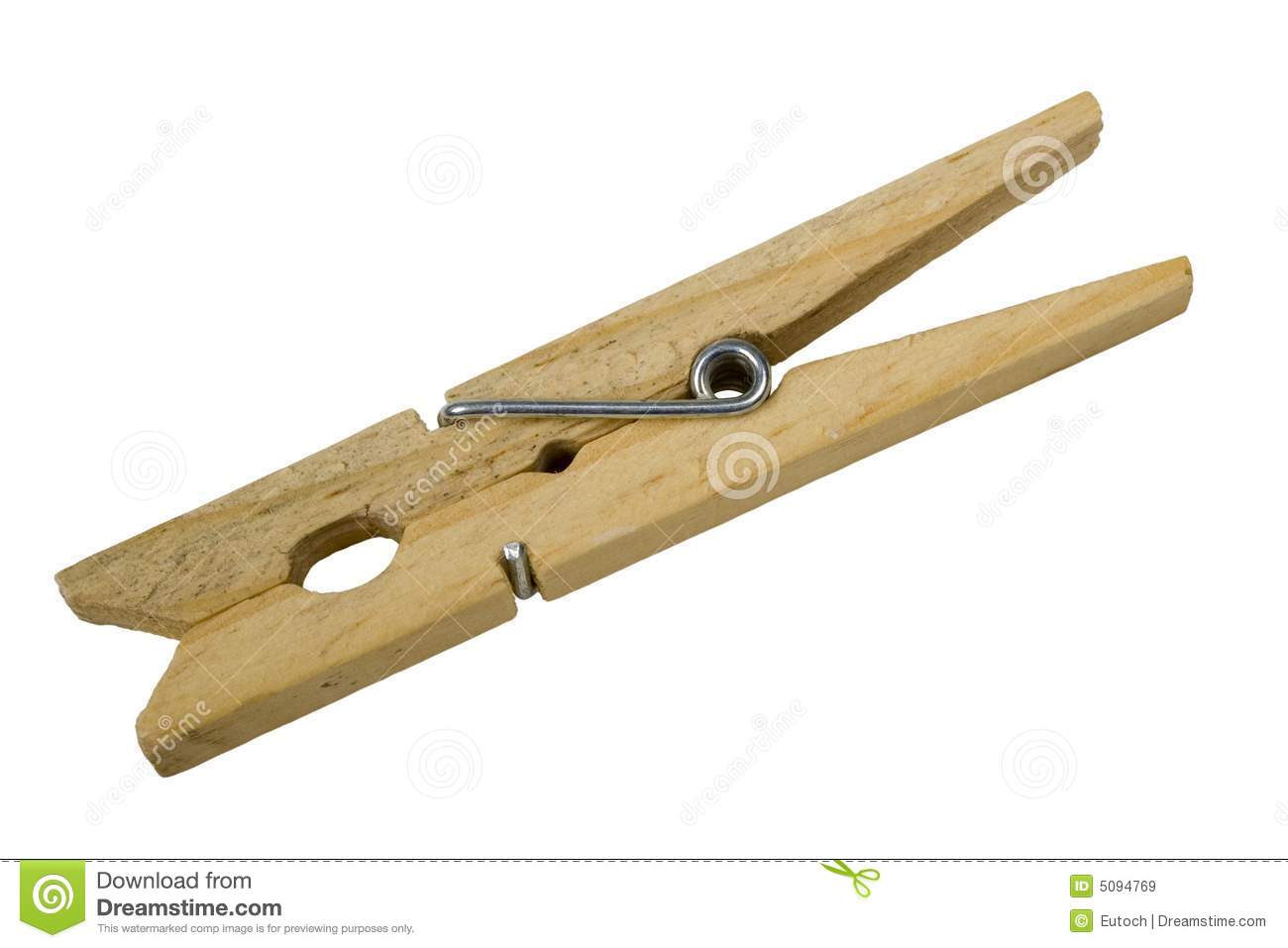 Standard Wooden Clothespin  Isolated Three Clipping Paths Included