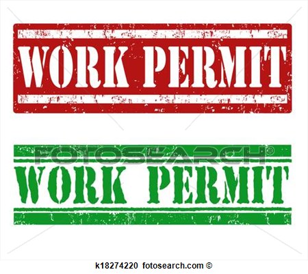 Work Permit Grunge Rubber Stamp On White Vector Illustration