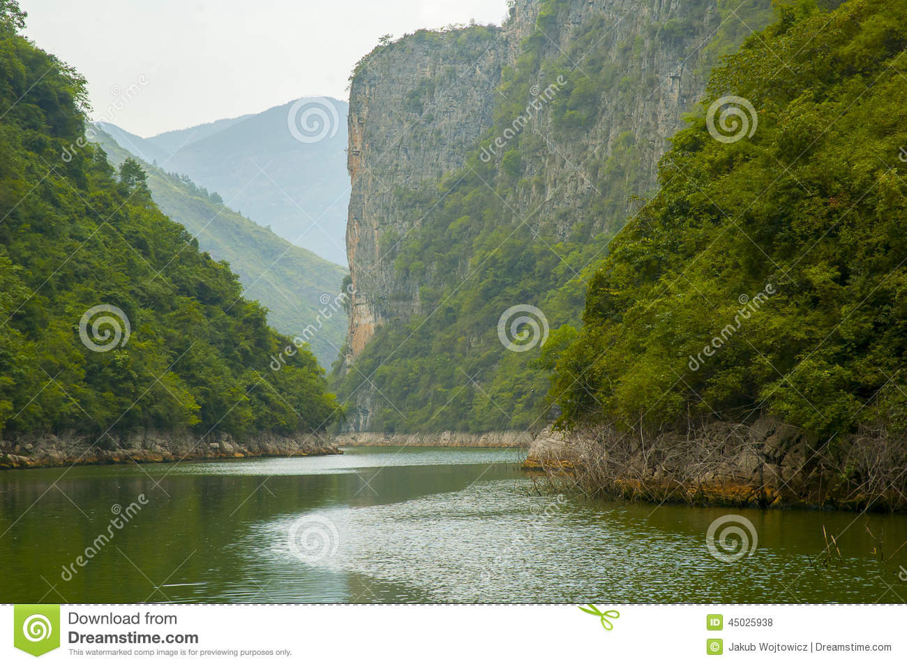 Yangtze River Close To Three Gorges Dam China