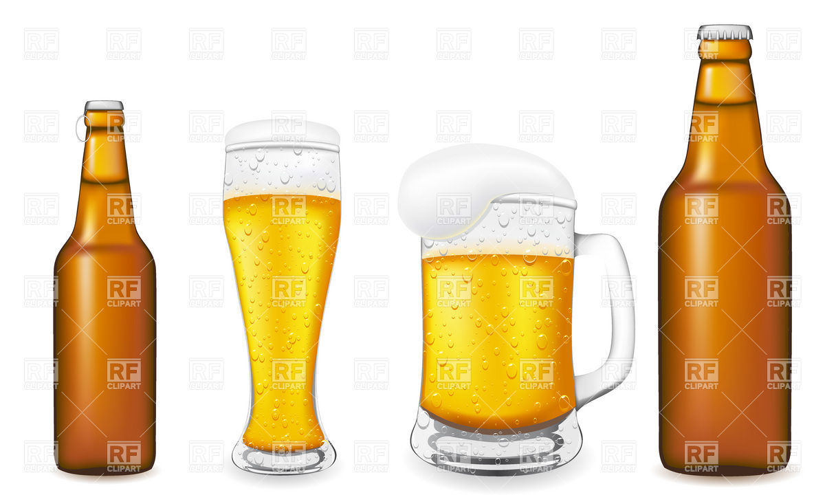Beer In Glass And Brown Bottle Download Royalty Free Vector Clipart